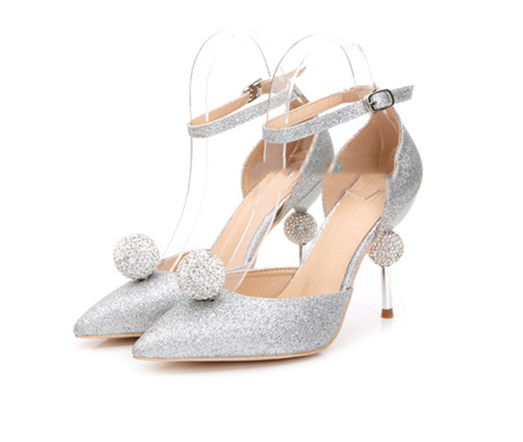 Rhinestone Pointed High Heels
