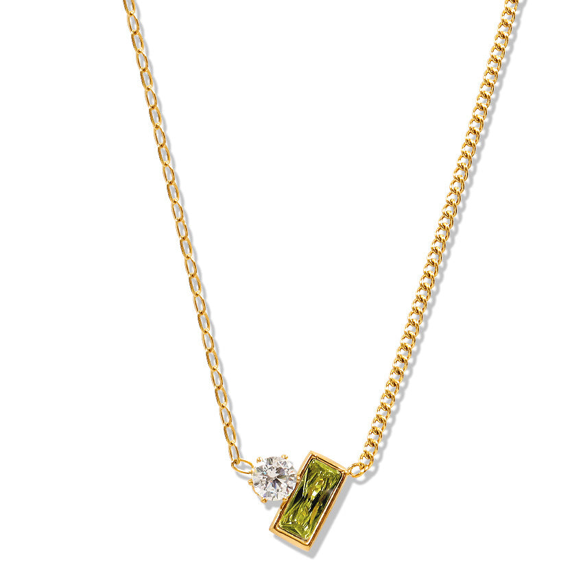 Olive Green Crystal Necklace For Women