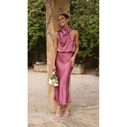 Sleeveless Halter Neck Dress Summer Fashion