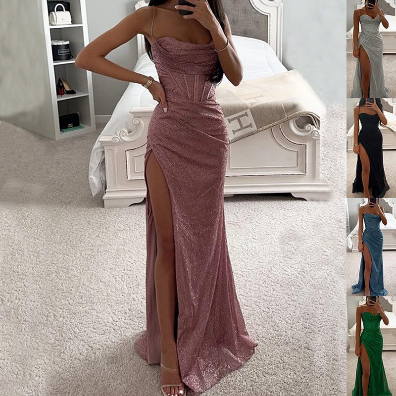 Fashion Evening Party Slim V-neck Long Dresses