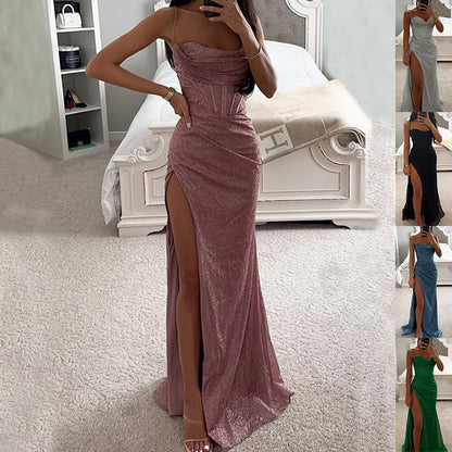 Fashion Evening Party Slim V-neck Long Dresses