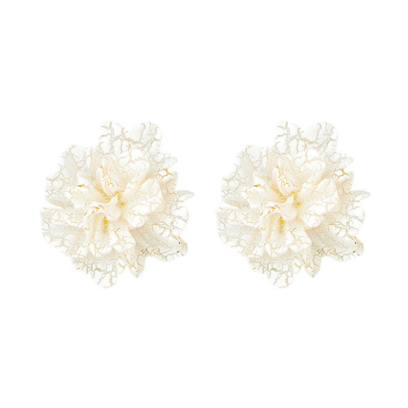 White Camellia Flower Earrings