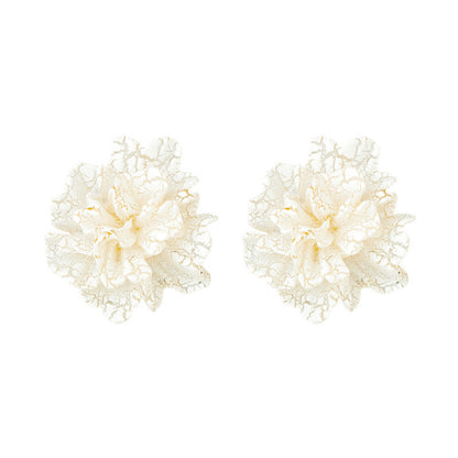 White Camellia Flower Earrings