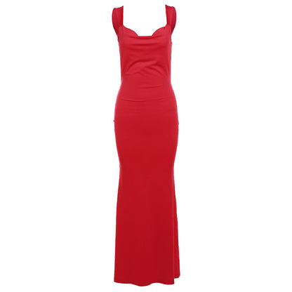 Suspenders Sexy Backless Bow Slim Sheath Dress Women