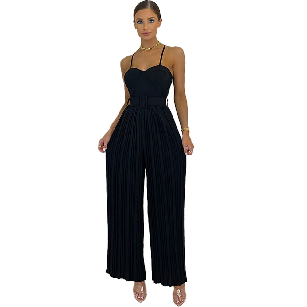 Women's Solid Color Wide Leg Jumpsuit