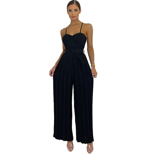 Women's Solid Color Wide Leg Jumpsuit