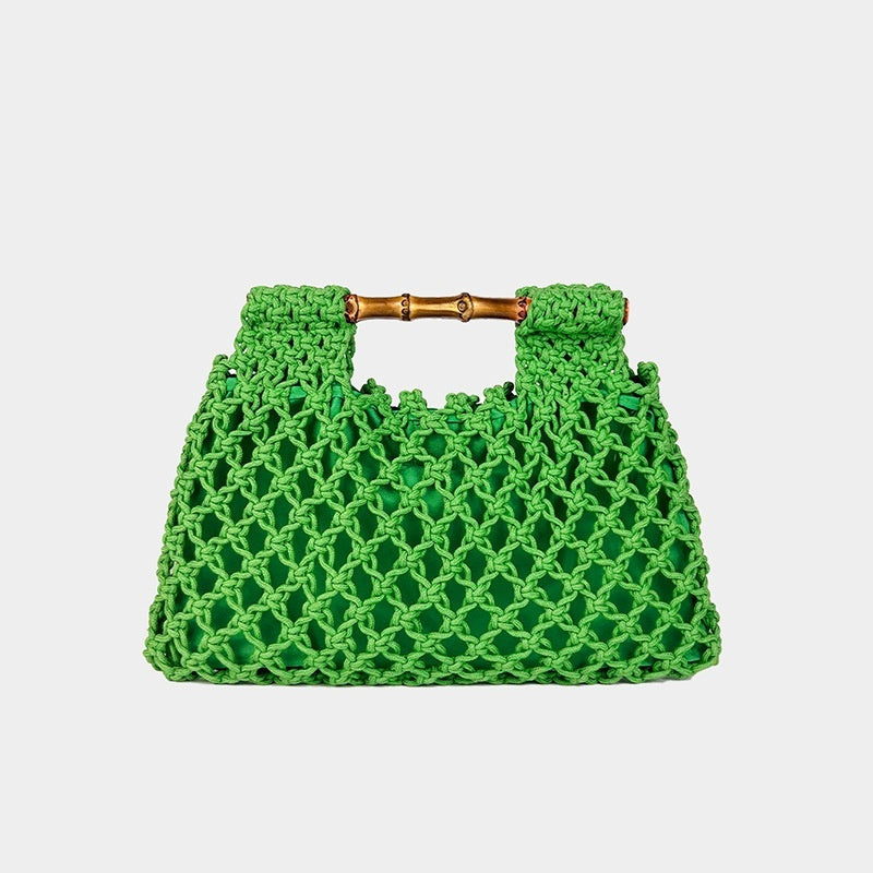 Handwoven Bamboo Handle Square Bag
