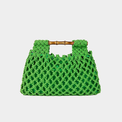 Handwoven Bamboo Handle Square Bag