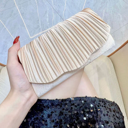 Satin Pleated Evening Clutch