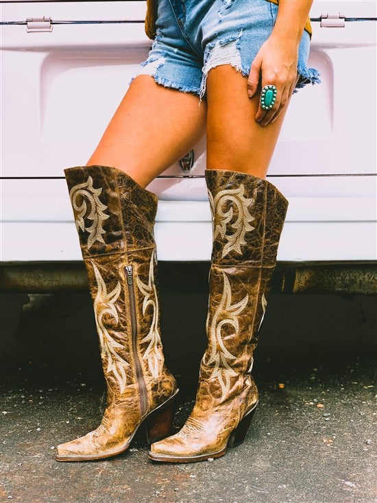 Women Thick Heel High Top Rider Boots