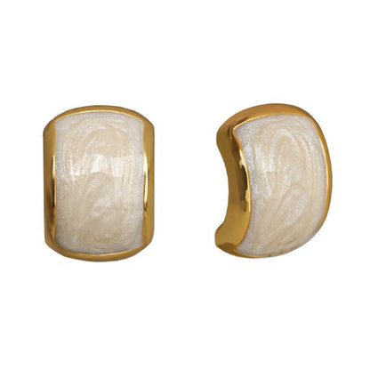 Pearl Off-white Dripping Oil Geometric Ear Studs