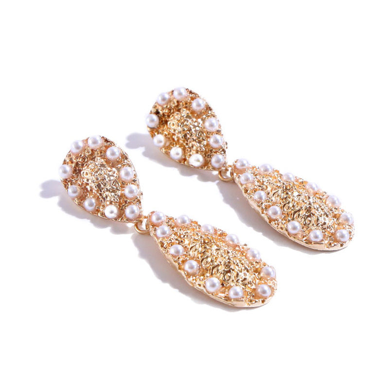 Geometric Pearl Drop Earrings