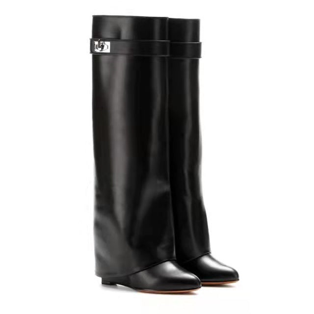 Wedge Heel Pants Boots