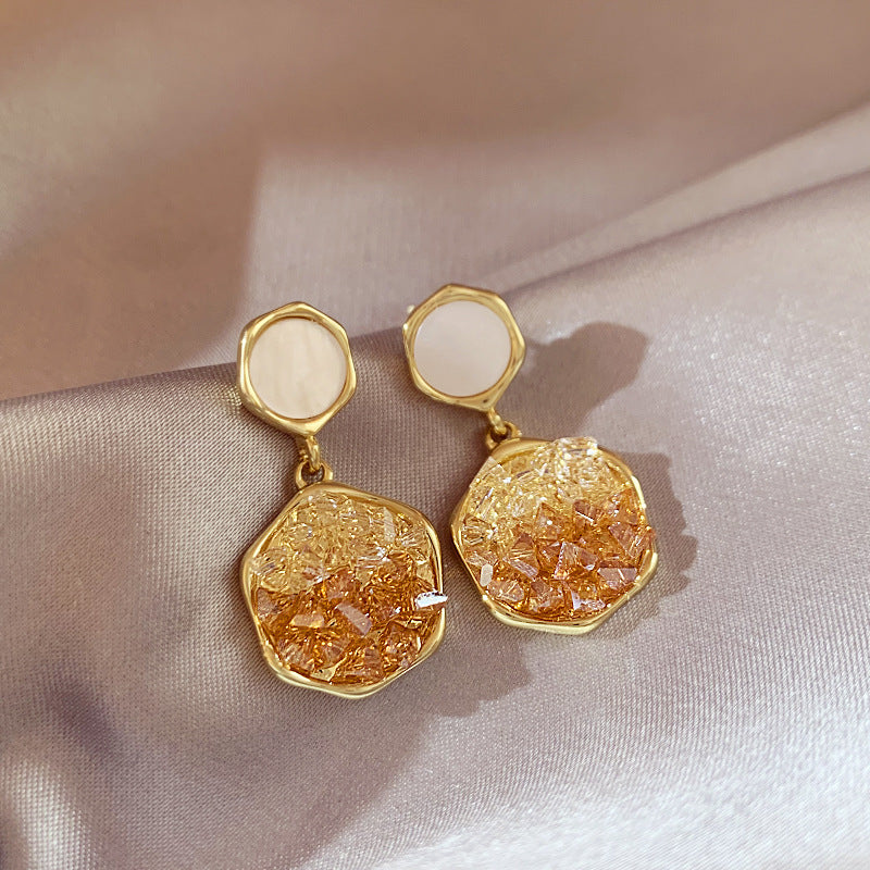 Brown Gradient Crystal Stud Earrings