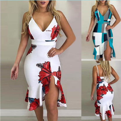 Collage Halter Irregular Skirt Dresses