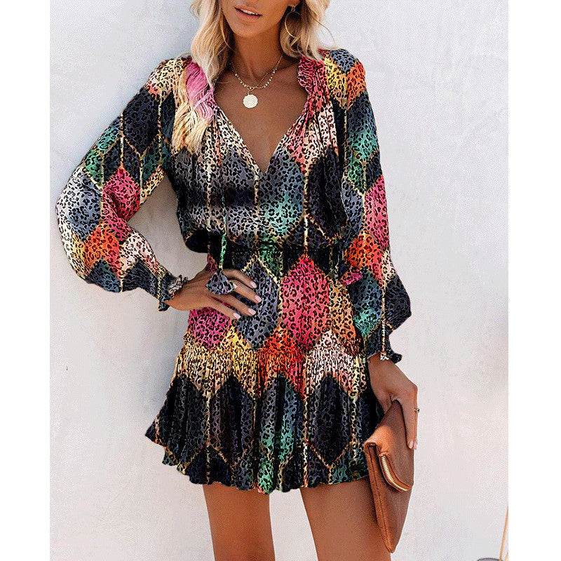 Flowers Print Long Sleeve Dress