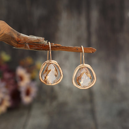 Light-luxury Alloy Earrings With Gemstone
