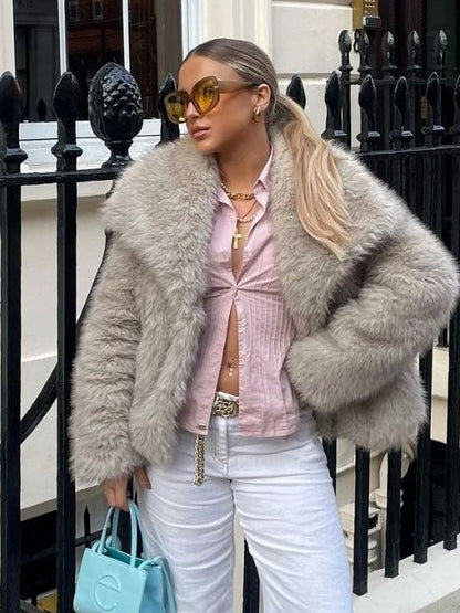 Warm Thicken Fluffy Lapel Jacket Outwear