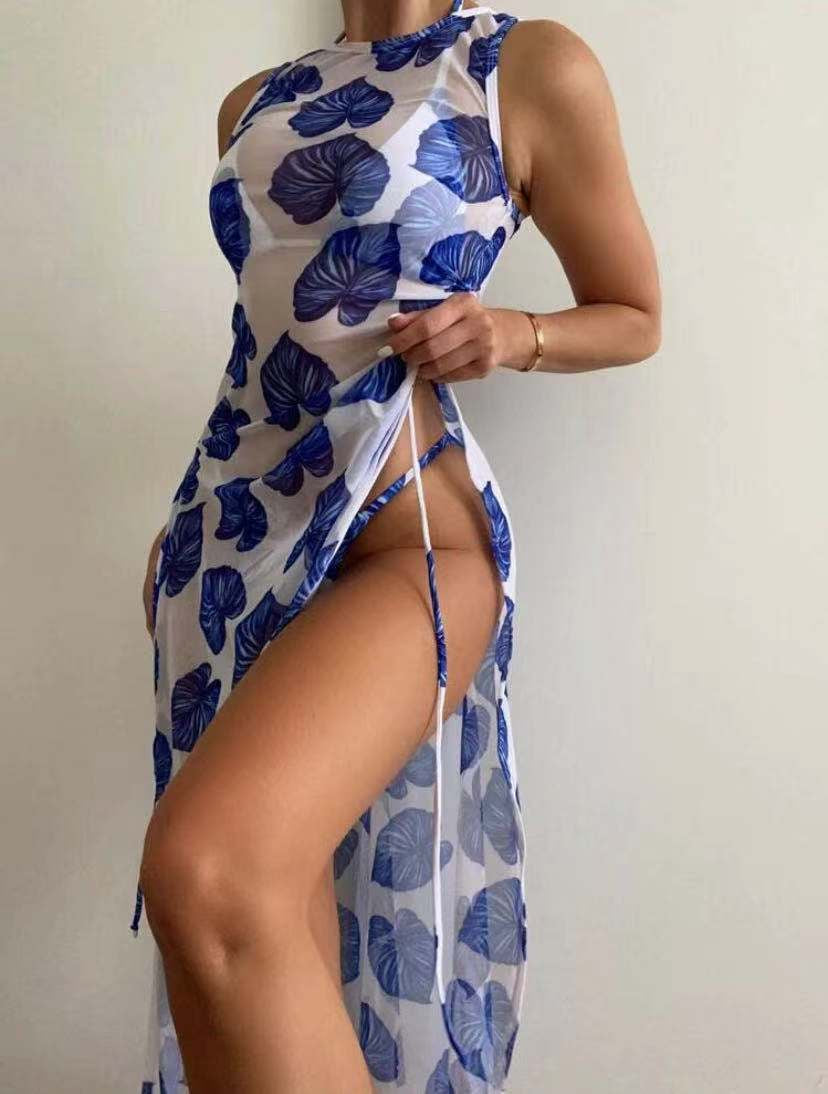 Print Mesh Three-piece Suit