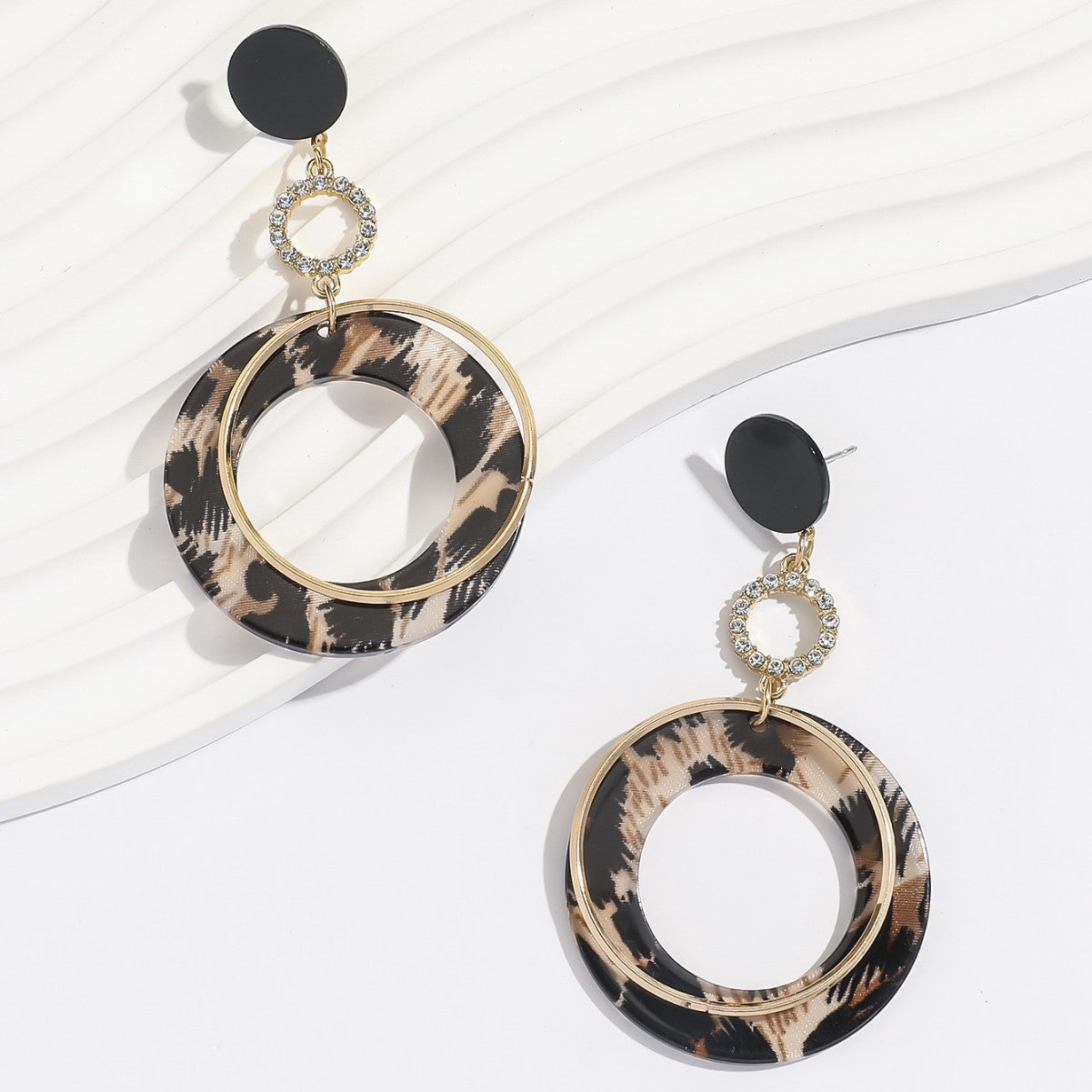 Leopard Print Geometric Earrings Retro