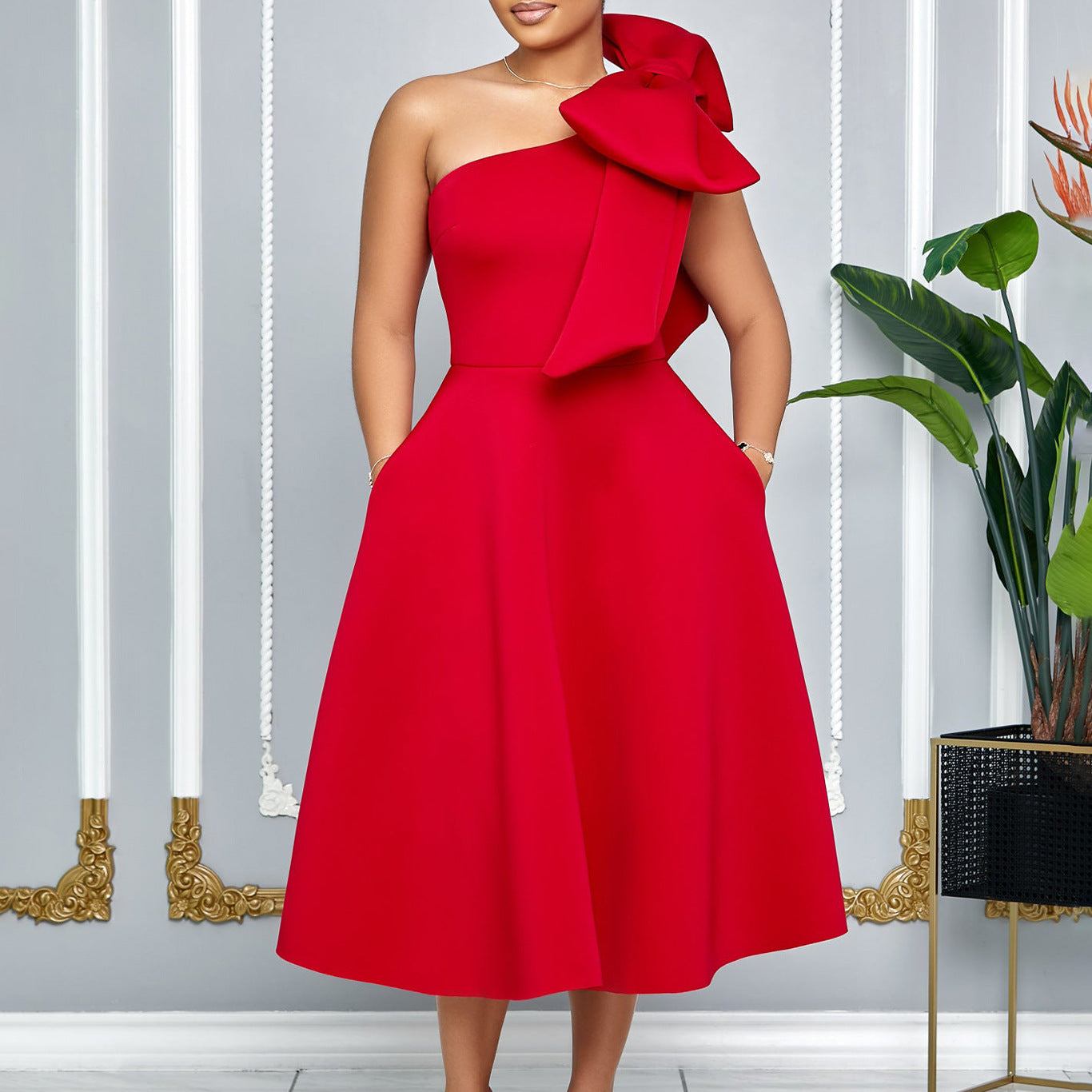 Solid-Color Sexy Evening Gown For Women