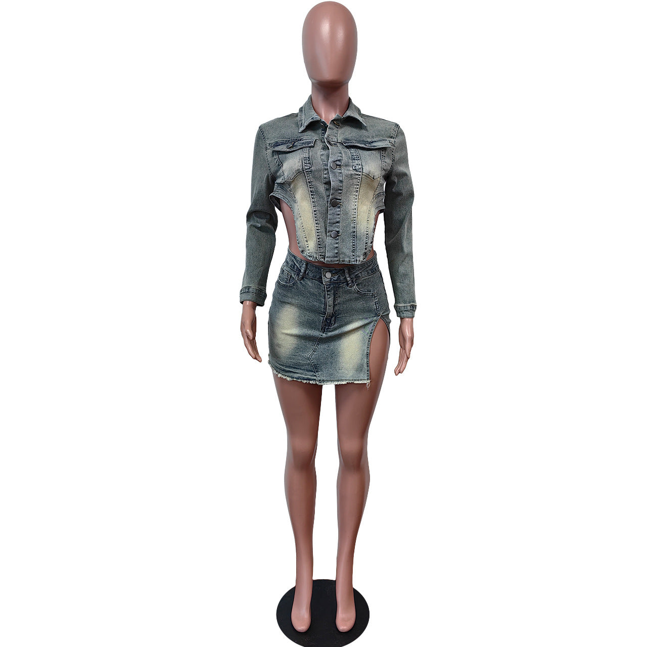 Spring New Denim Skirt Suit Casual Stretch