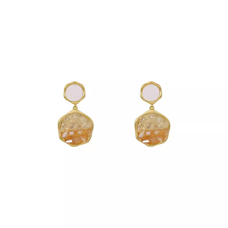 Brown Gradient Crystal Stud Earrings