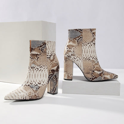Snakeskin Pattern Short Boots
