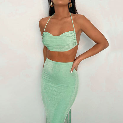 Tube Top Pleated Skirt Set
