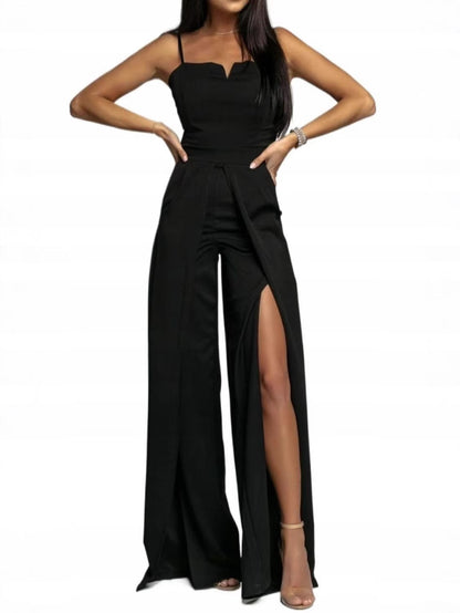 Bodycon Slit Pants Bustier Strap Jumpsuit