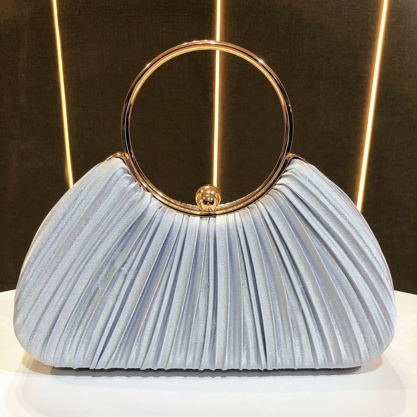 Satin Pleated Evening Clutch