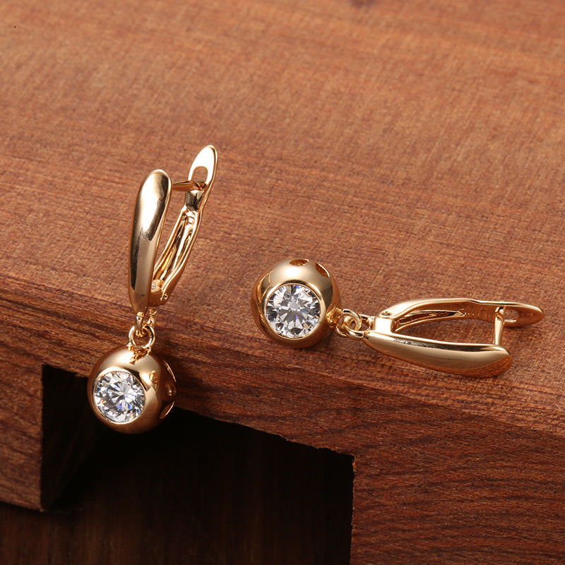 Simple Zircon Ball Earrings