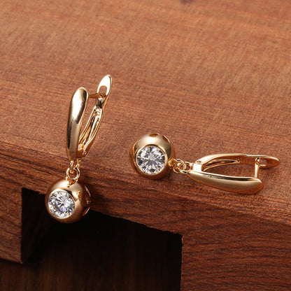 Simple Zircon Ball Earrings