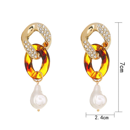 Leopard Pearl Drop Earrings