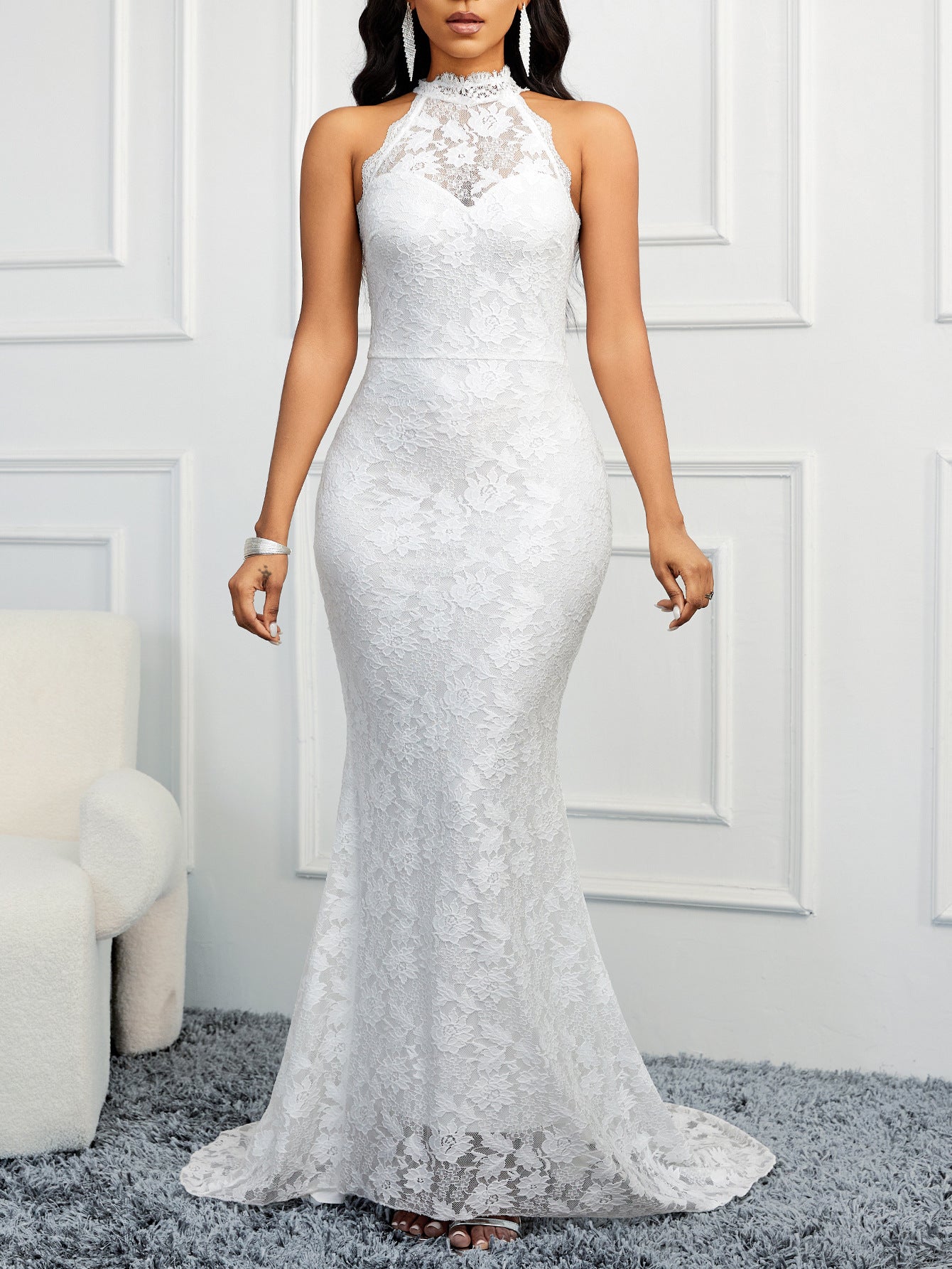 Solid Color Trailing Dress