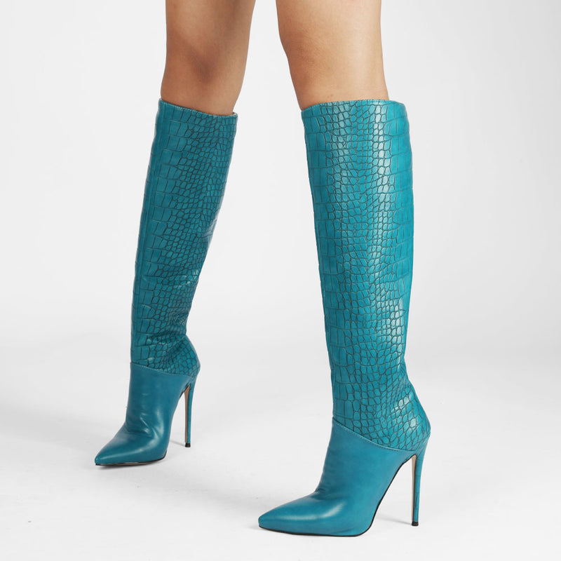 Gloss Crocodile Stiletto Boots