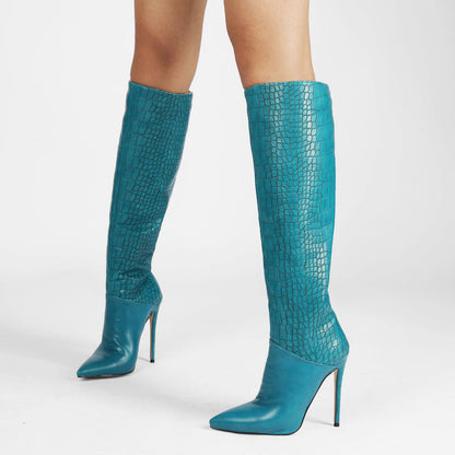 Gloss Crocodile Stiletto Boots