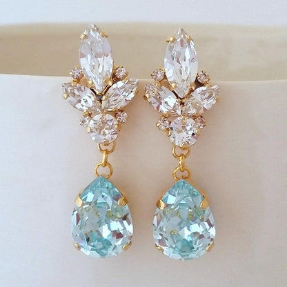 White Zircon Blue Drop Zircon Earrings