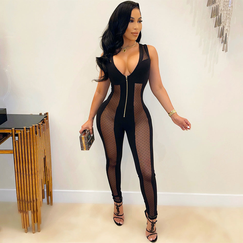 Mesh Stitching Jumpsuit