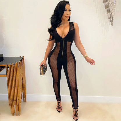 Mesh Stitching Jumpsuit