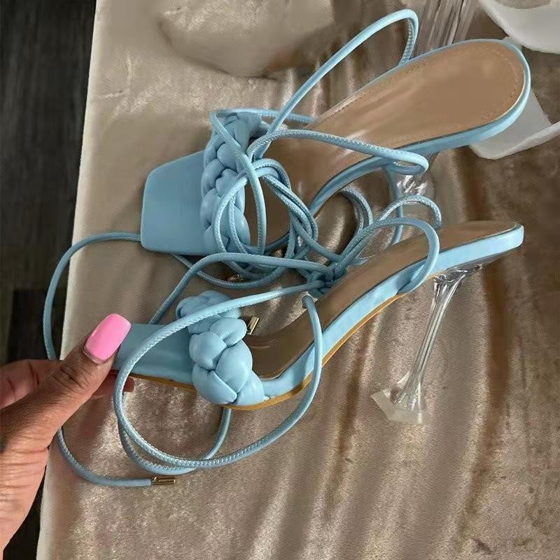 Weave Strappy Stiletto Heel Sandals