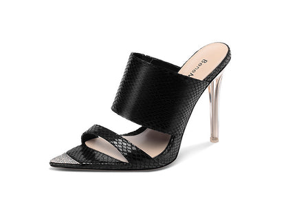 Pointed Crystal Heel Sandals