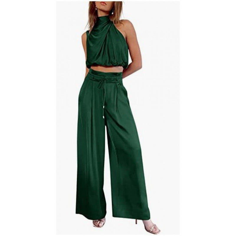 Sleeveless Midriff Top Set