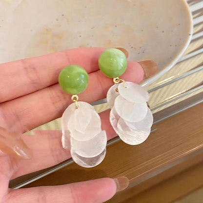 Mori Style Green Vacation Style Shell Earrings