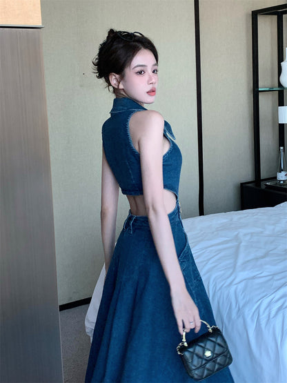 Sleeveless Denim Summer Dress