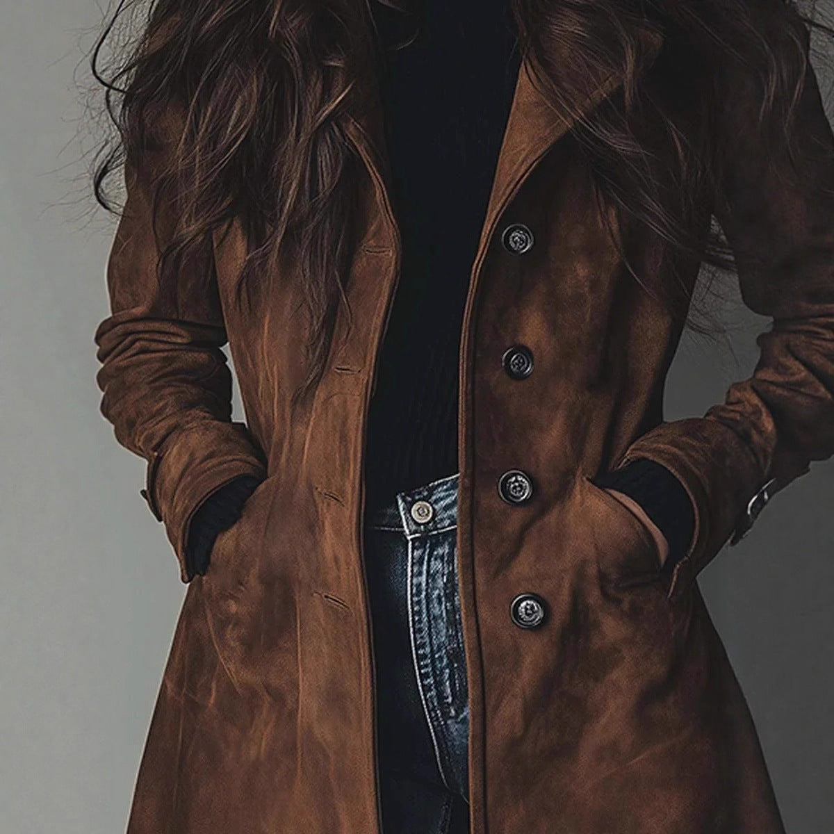 Womens Western Style Long Trench Coat