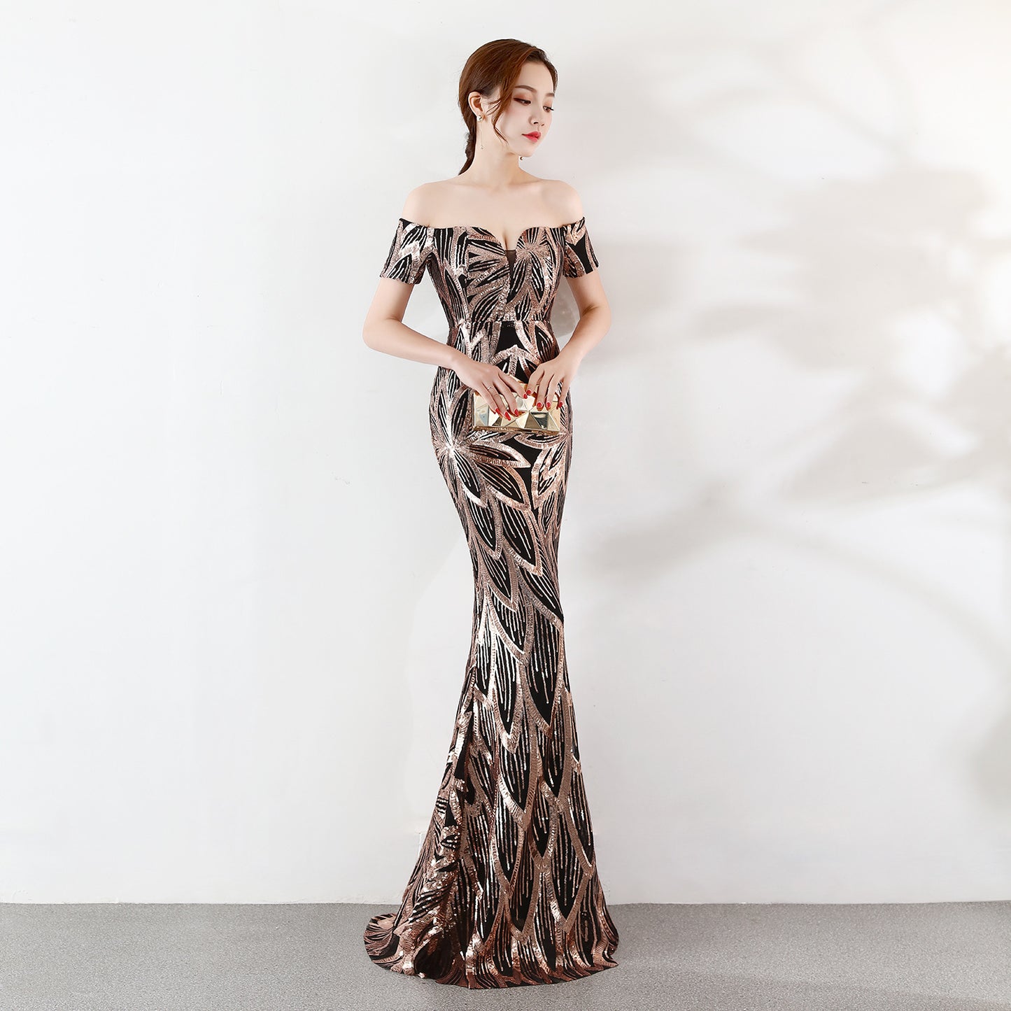 Fishtail Sequined Evening Dress