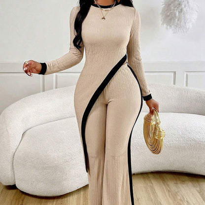 2 Piece Outfit Sexy Asymmetrical Hem Long Sleeve