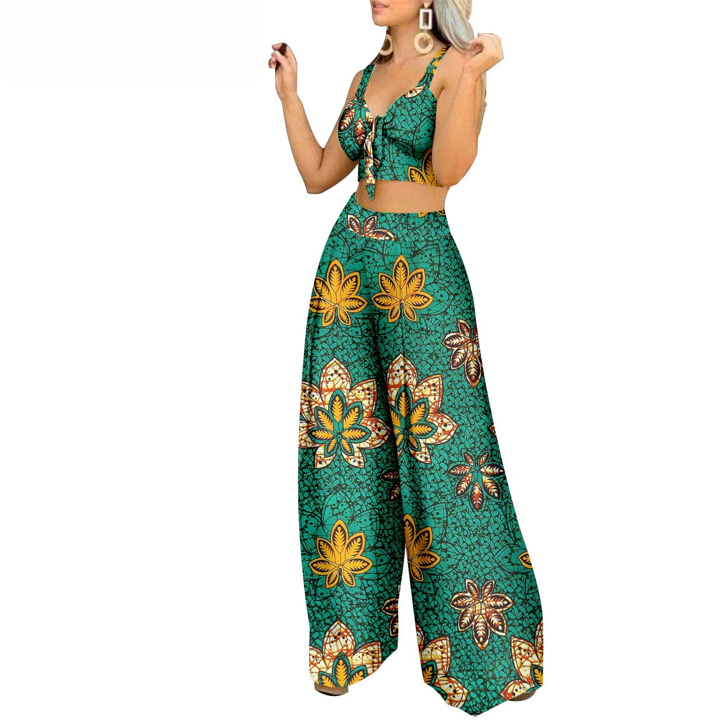 African Ethnic Print Batik Two-piece Suit