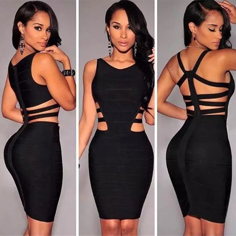 Women Black Sexy Sleeveless Ladies Dress